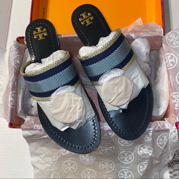 Tory Burch Patos Disk Webbing/Calf Leather Sandal NWT - Picture 5 of 11